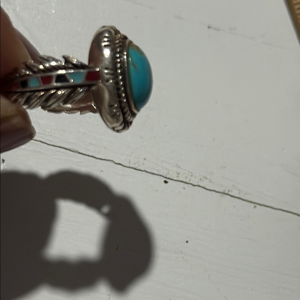 Turquoise And Silver Statement Ring - image 2